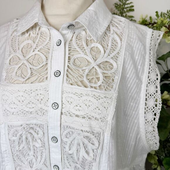 Pilcro Crop Swing Blouse in White Eyelet Lace | new nwt | large “ - Picture 2 of 10